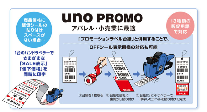 ハンドラベラー uno PROMO ウノ プロモ 本体 2段印字型 ラベルサイズ(16mm×26mm) SATO サトー  サトー・トップビジネスマシン